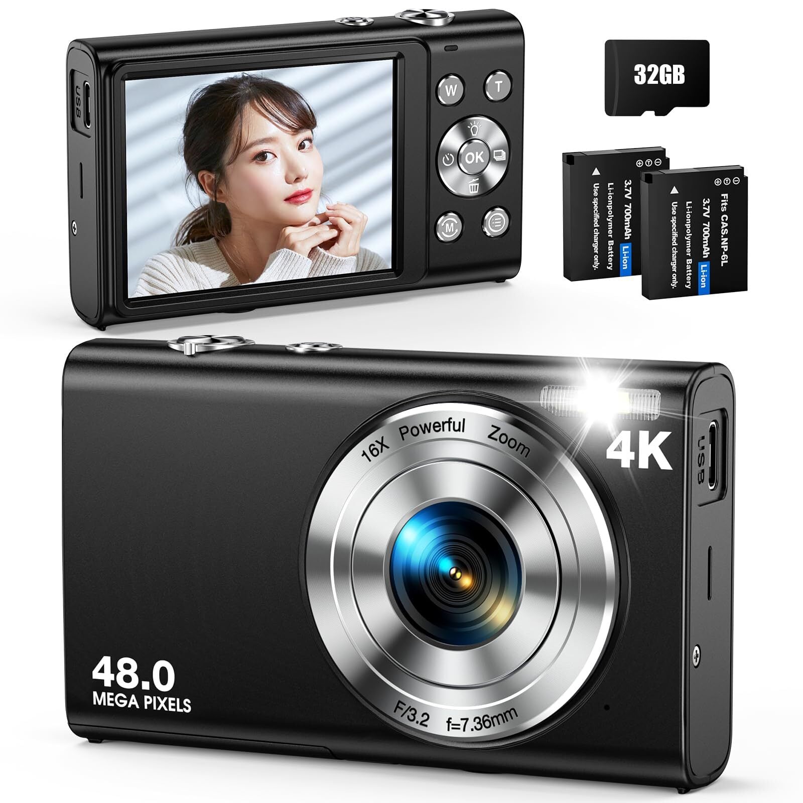 ビデオカメラ 8K YouTubeカメラ6400万画素WIFIタッチモニター