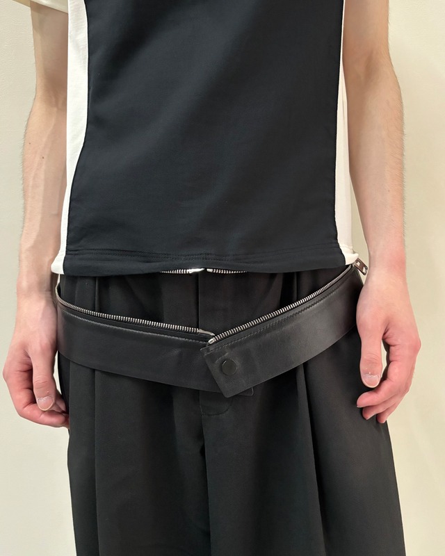 【2011s BALENCIAGA】ZIP leather switching T-shirt