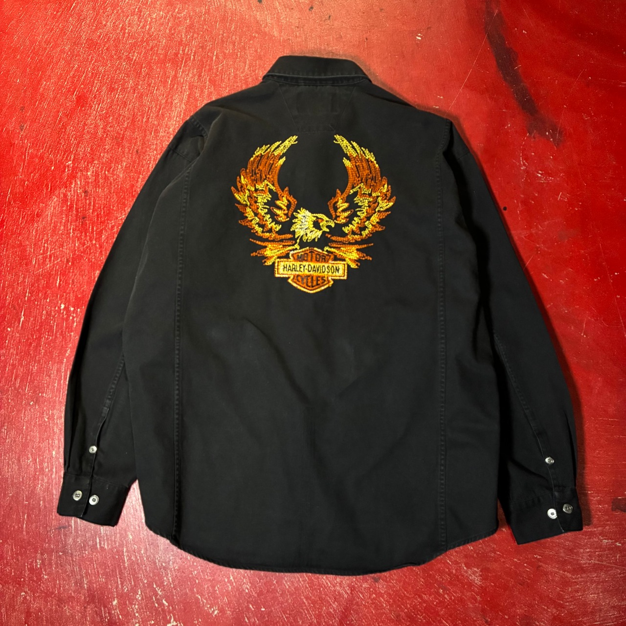 Harley-Davidson 刺繍シャツ　長袖シャツ　イーグル　ハーレー