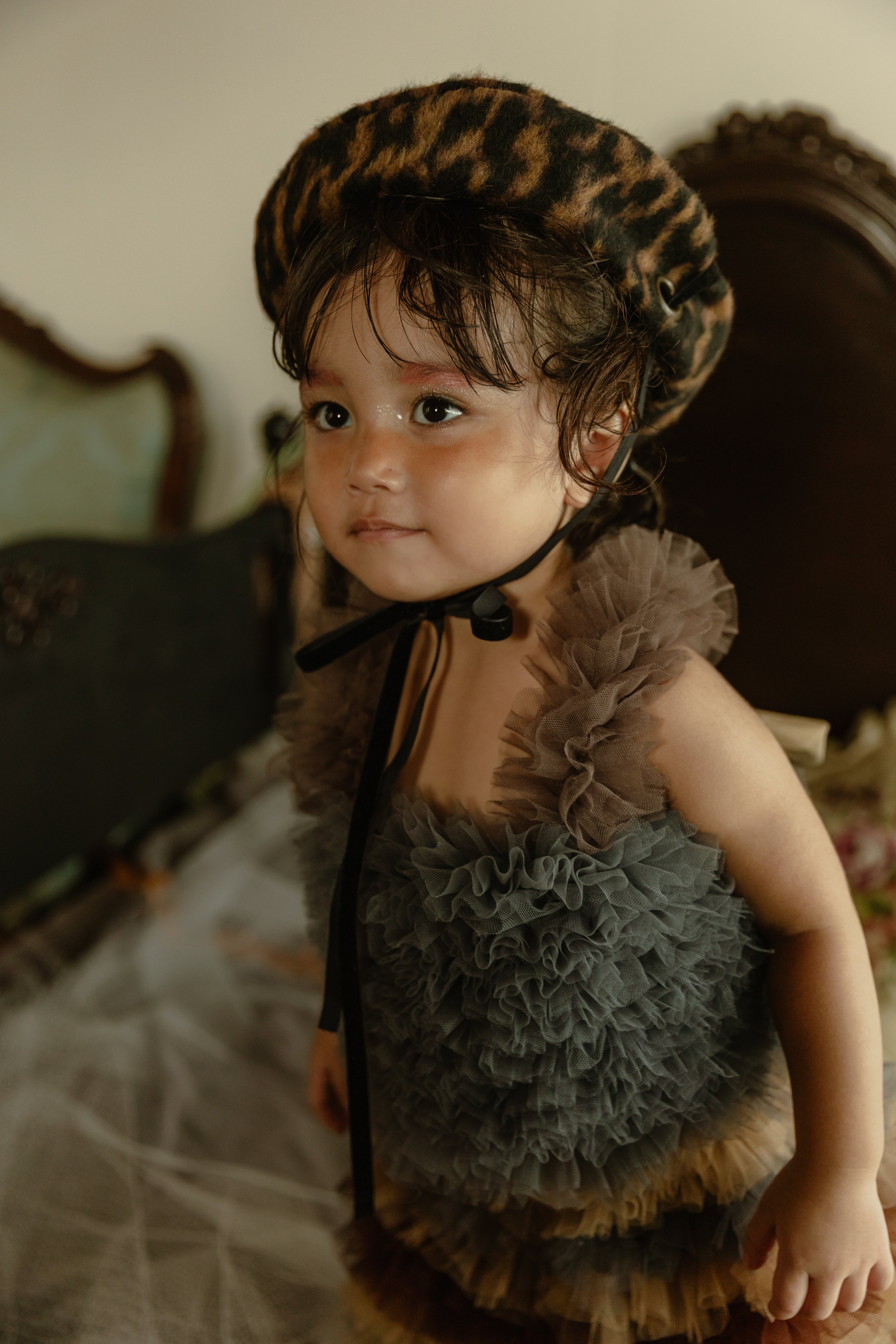 七五三　３歳　アンティークお着物　レースの被布エプロンコーデ　　髪飾り付き 七五三 3歳 アンティークお着物 レースの被布エプロンコーデ 【公式通販】