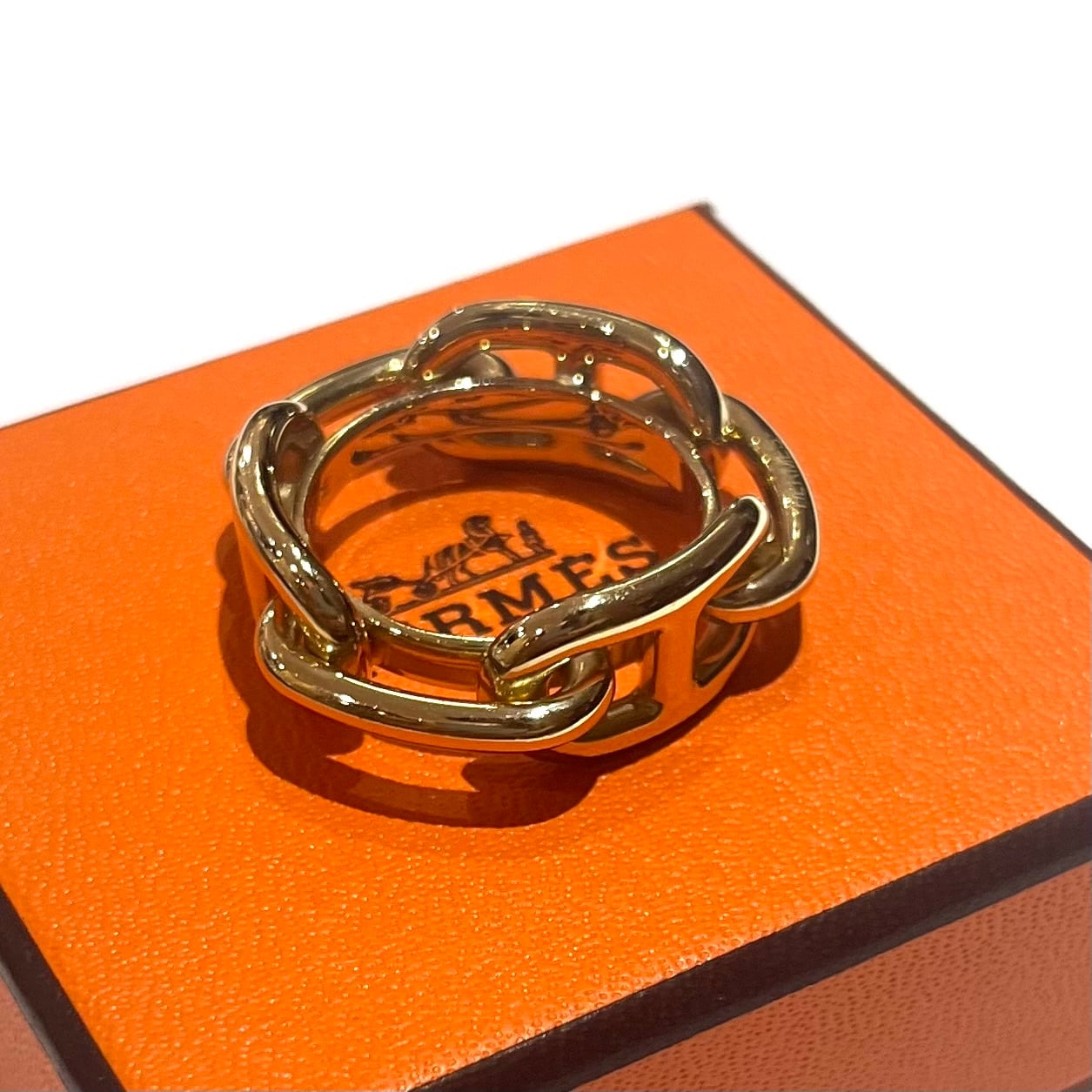 HERMES 】2447 VINTAGE シャンパンゴールドシェーヌダンクルスカーフ