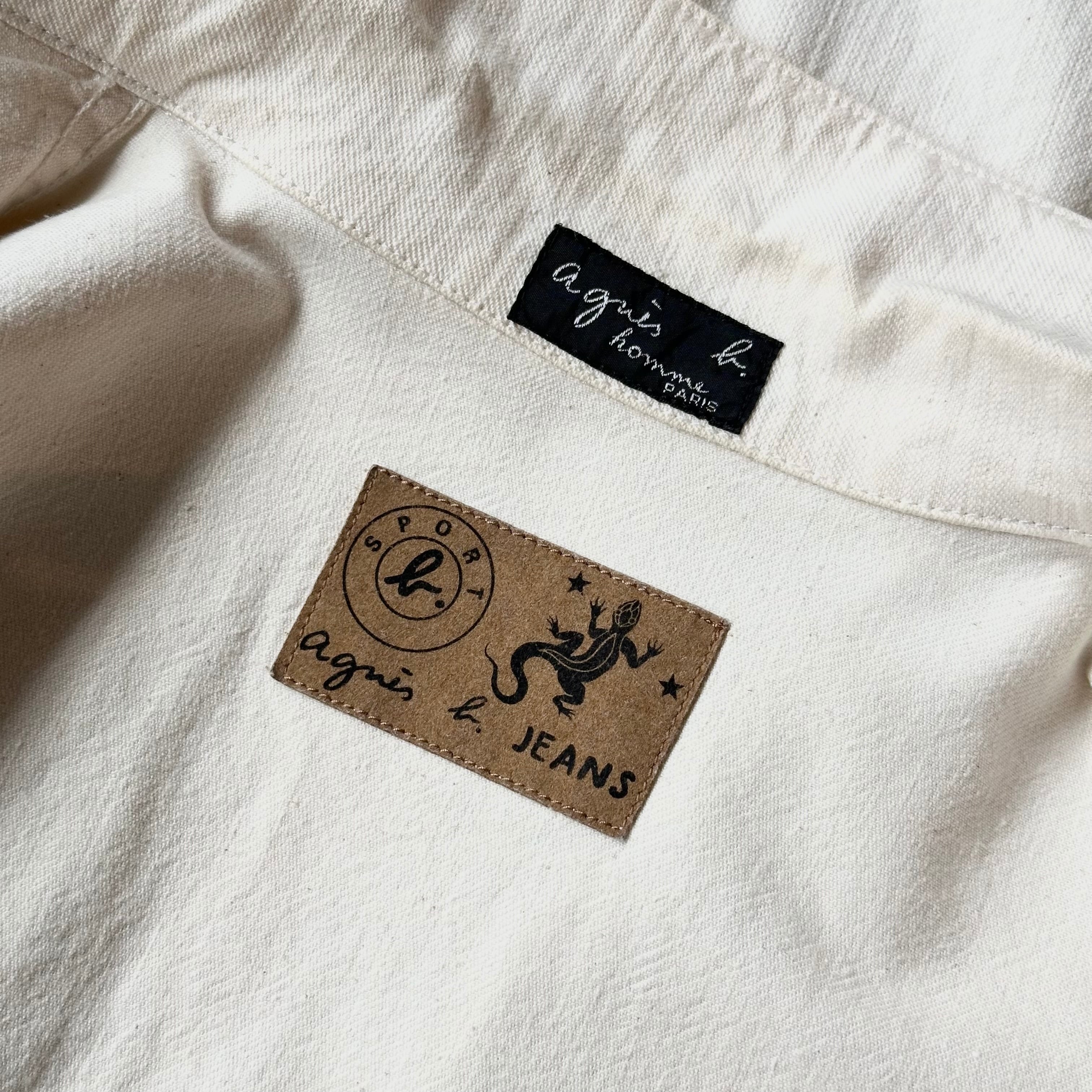 agnes b. HOMME WHITE DENIM JACKET MADE IN FRANCE | safarionline