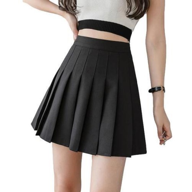No 9551 S プリーツスカート ミニスカート 黒 ハイウエスト フリル 膝上 韓国 オルチャン Next Dream レディースファッションやショルダーバッグのお店