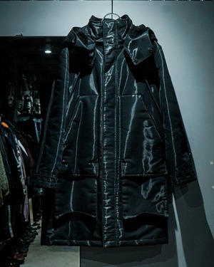 【add (C) vintage】"ALEXANDER WANG" 13F/W Metallic Black Hood Detachable Nylon Coat
