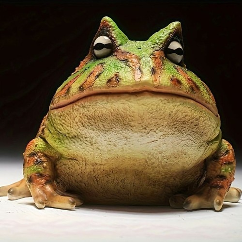 ブラジルツノガエル 置物 ２色展開 彫刻 動物彫刻 アート像 カエル 置物