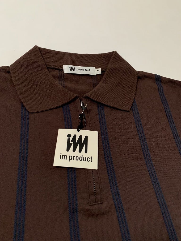 1990's Woven Stripe Design Half-Zip Polo Shirt "ISSEY MIYAKE　Dead Stock"