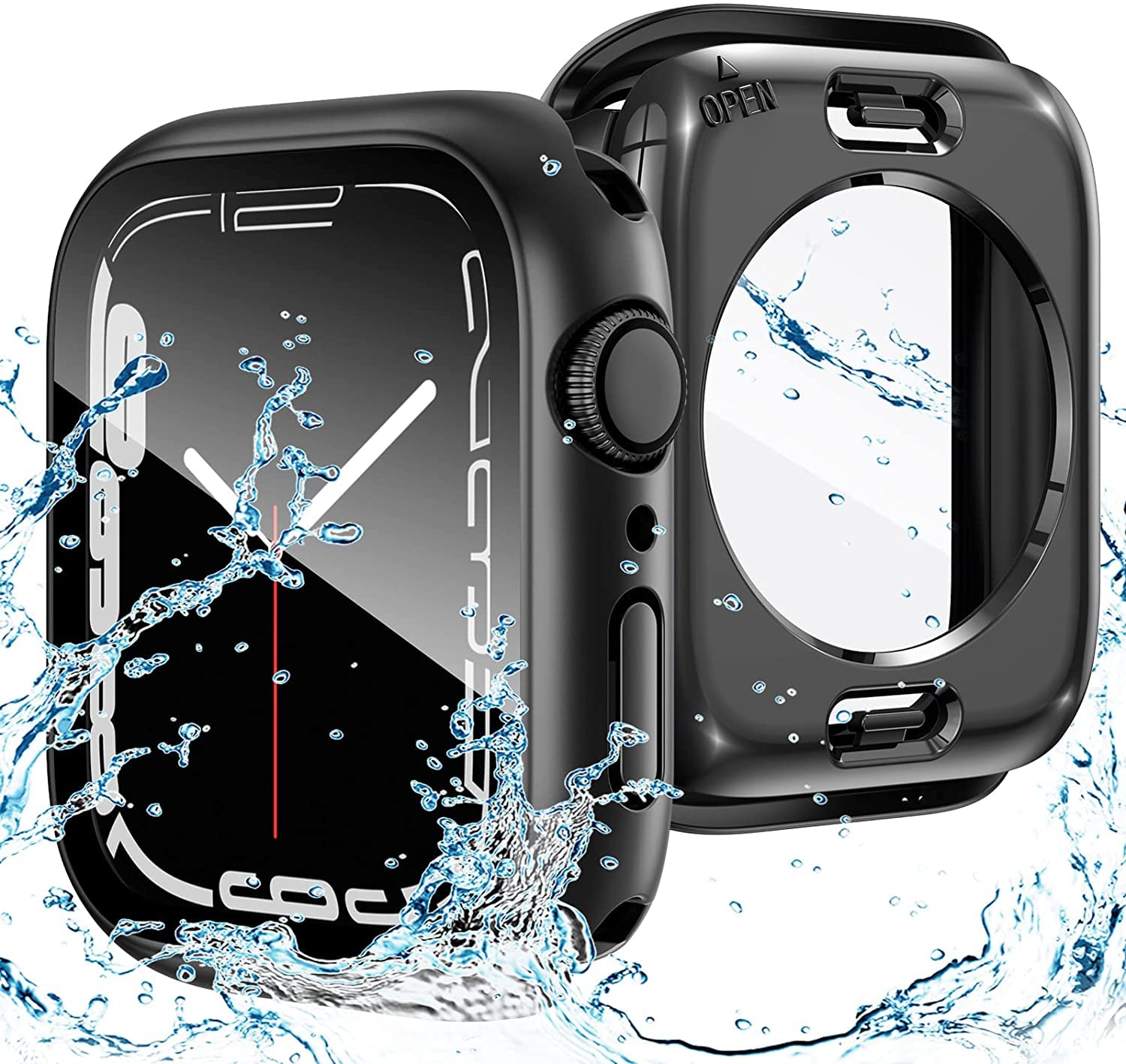 【在庫処分】ANYOI 対応 Apple Watch ケース 41mm 防水ケース アップルウォッチ カバー 防水 一体型360ど度 アップルウォッチ ケース 耐衝撃 装着簡単 apple watch カバー 全面保護 高透過率 Apple Watch Series 9/8/7 41mm アップルウォッチ9/8/7 41mm 対応 防水のブラック