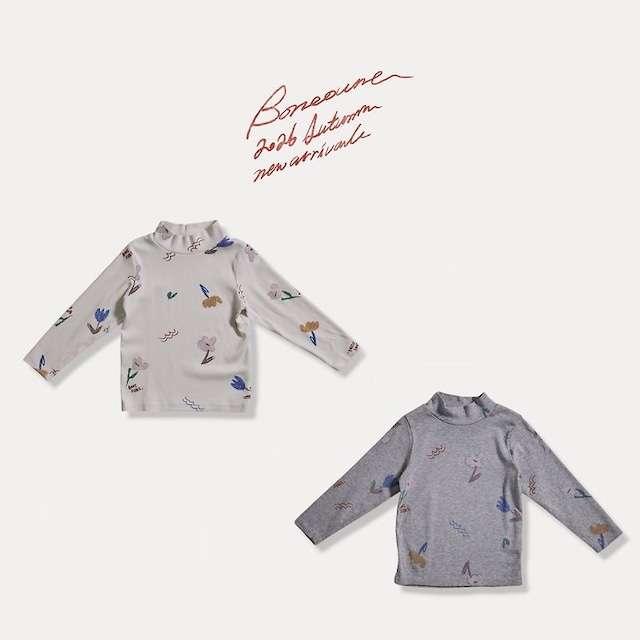 【取寄】boneoune|cello flower rib tee|チェロフラワーフライスT|XS-JL|kids&jr|26 autumn