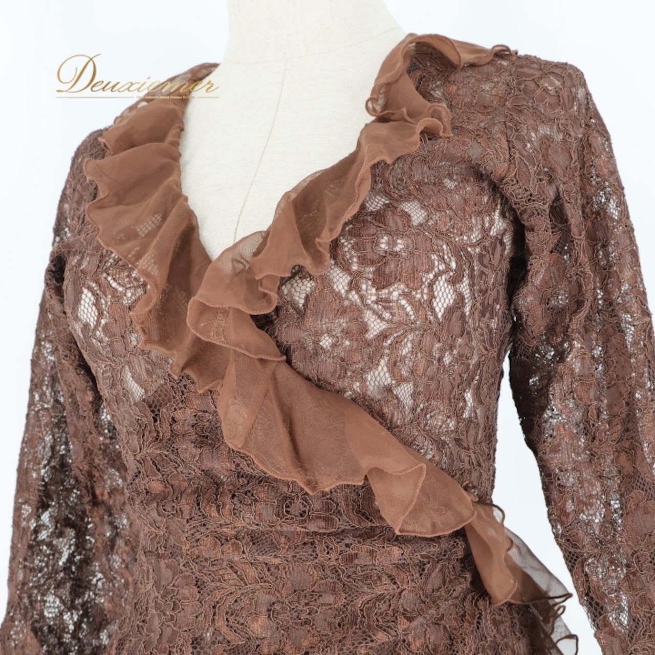 フラメンコ 衣装 トップス ブラウス ペチコート ファルダ スカート ツーピース セットアップ ブラウン系 茶色 レース ダンス ボランテ フリル 透け感 発表会 薄手 女性用 上品 おしゃれ ステージ衣装 ダンス衣装