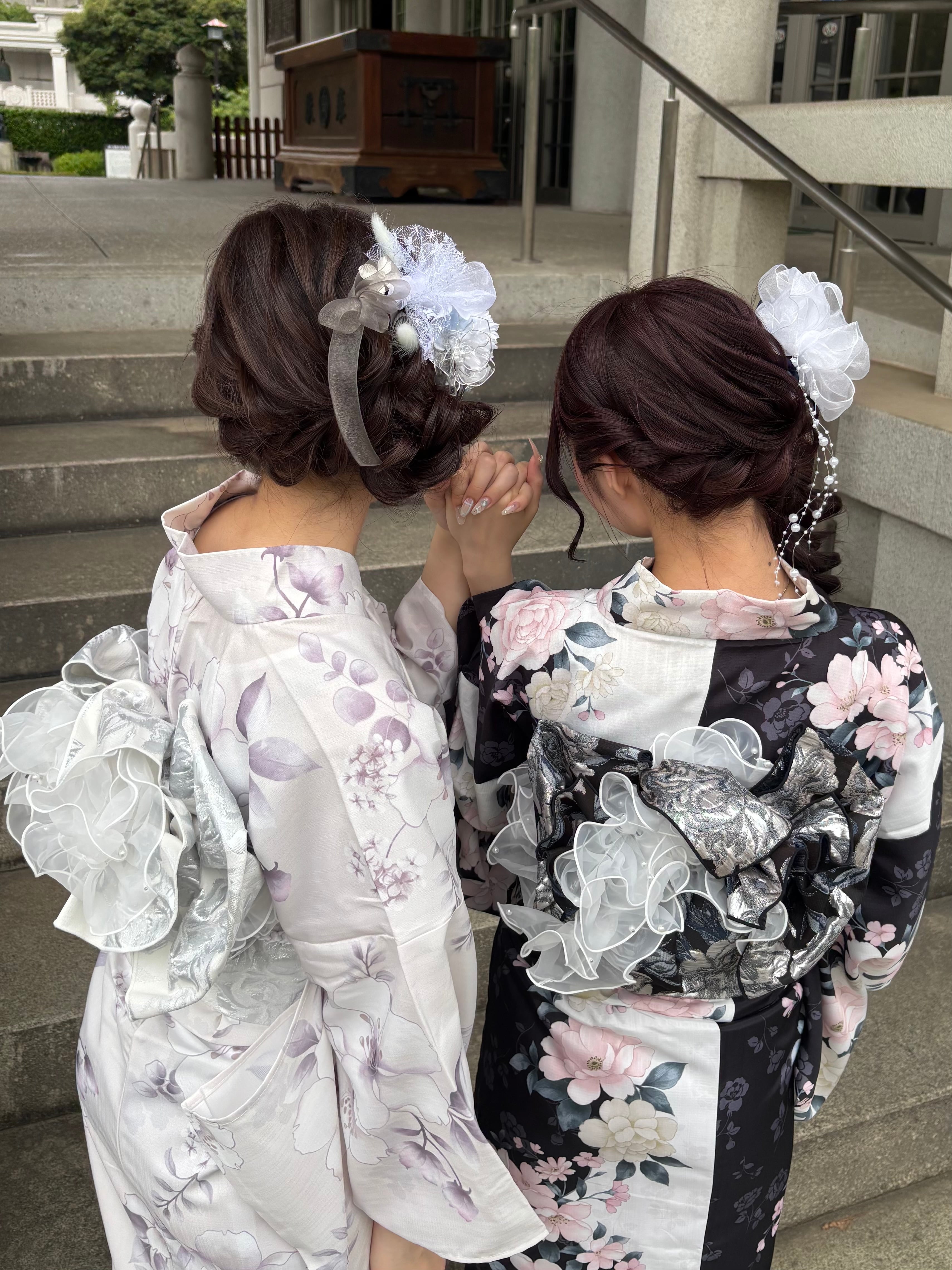 12 Yukata collection ice blue flower & tulle | Hanakanzashi
