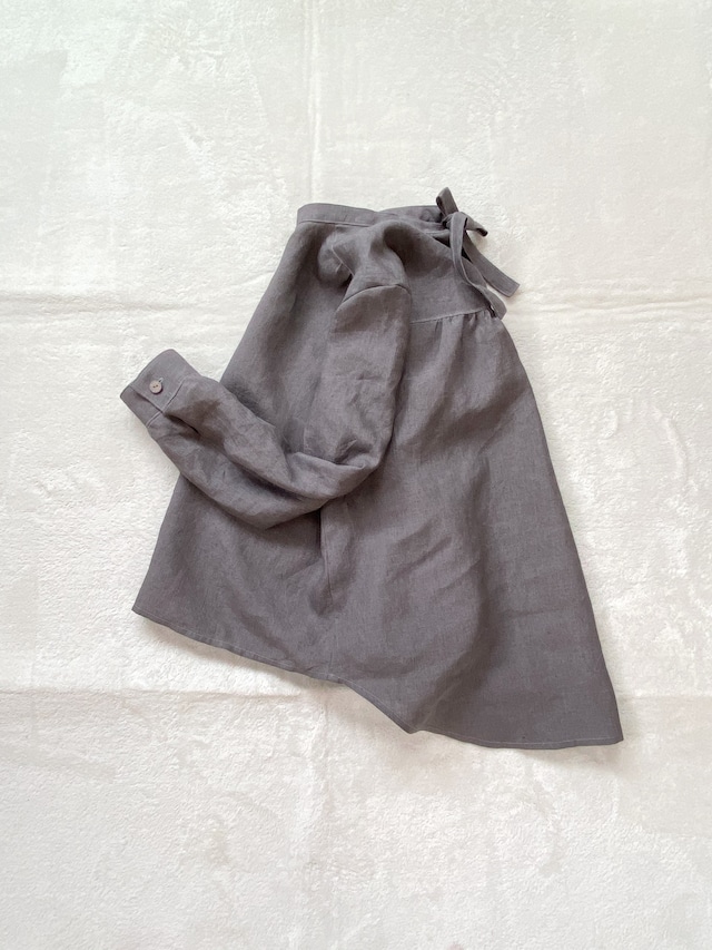 CHARCOAL GRAY LINEN SHIRT（RIBBON)