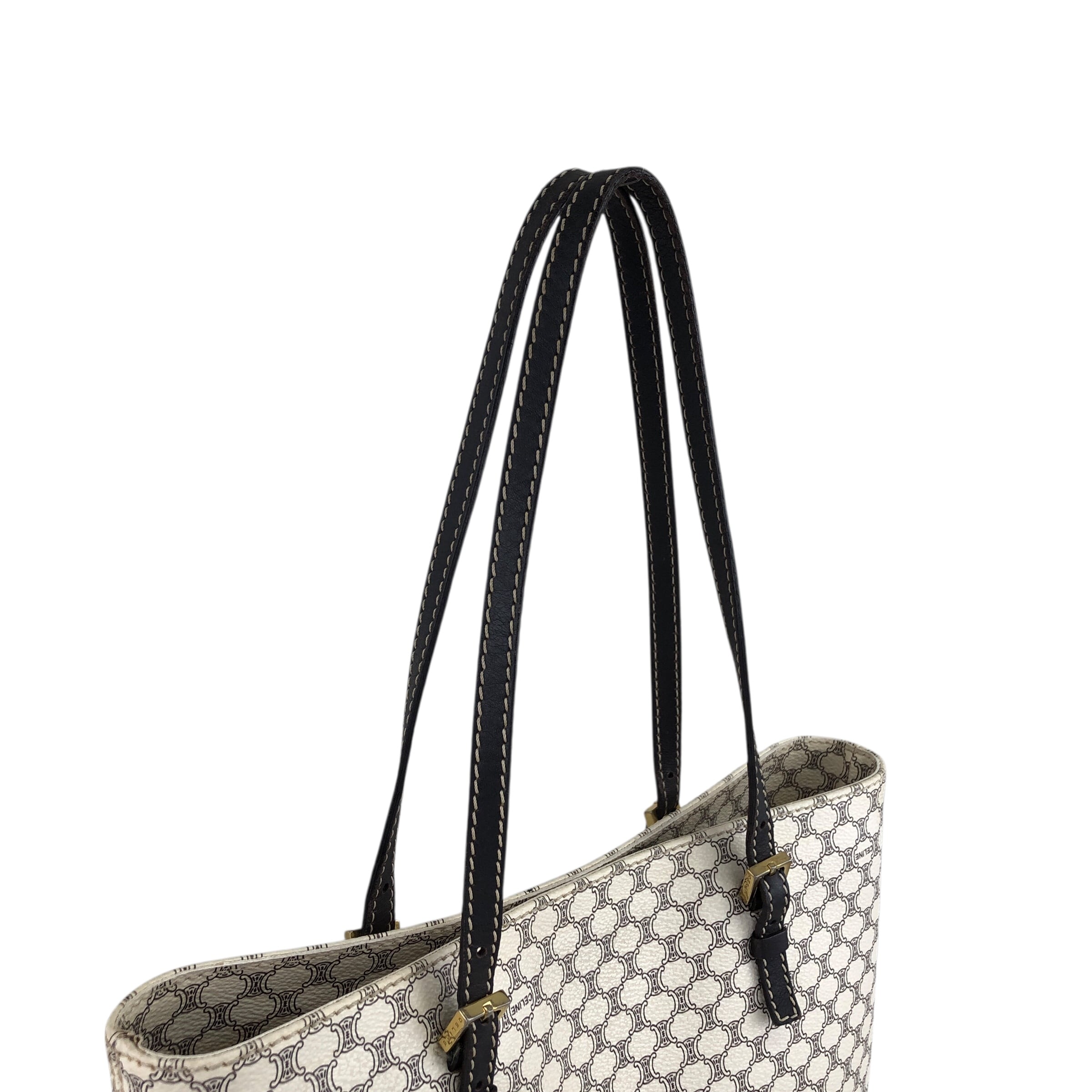 CELINE セリーヌ マカダム トートバッグ ホワイト PVC レザー vintage
