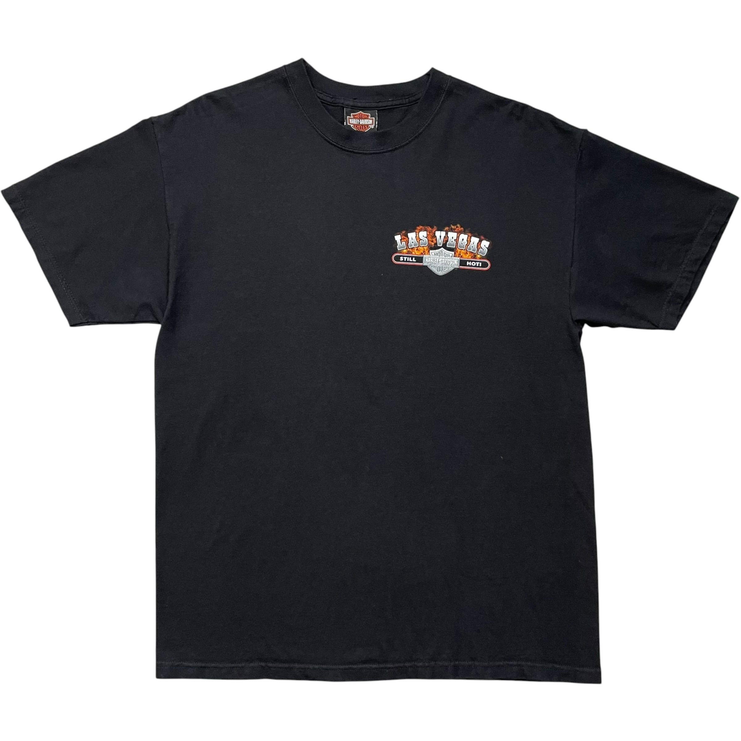 《L》 Harley-Davidson ハーレーダビッドソン Tシャツ ブラック プリントデザイン USA製 no.10184