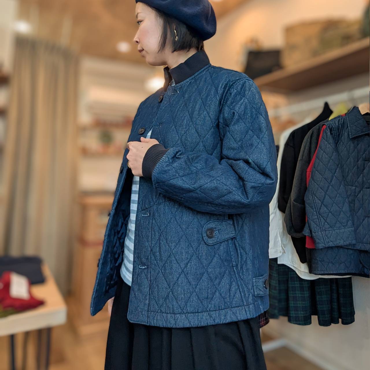 TIGRE BROCANTE(ティグルブロカンテ)スタンドリブカラーキルティング