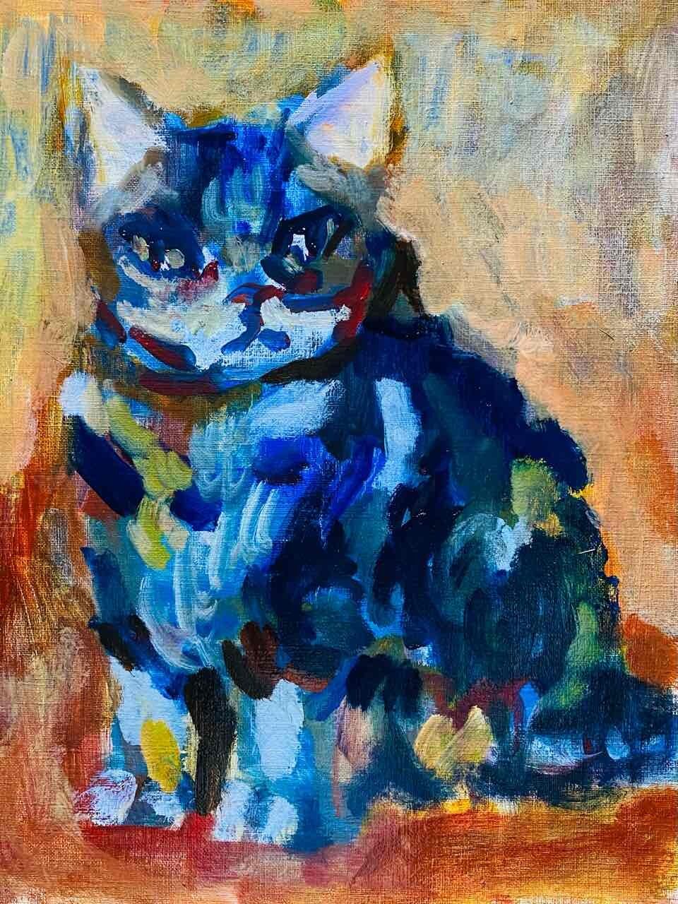 OIL COLOUR | 油彩画 #現代アート #犬 #猫