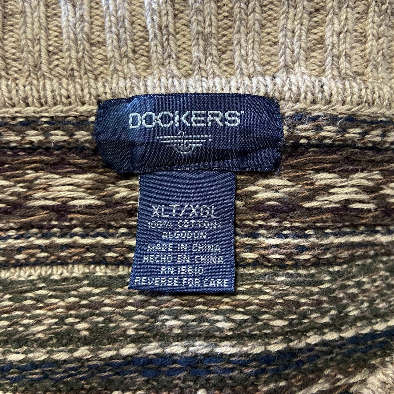 80年代 Dockers ドッカーズ 3D編み フェアアイル 総柄 コットン ニット