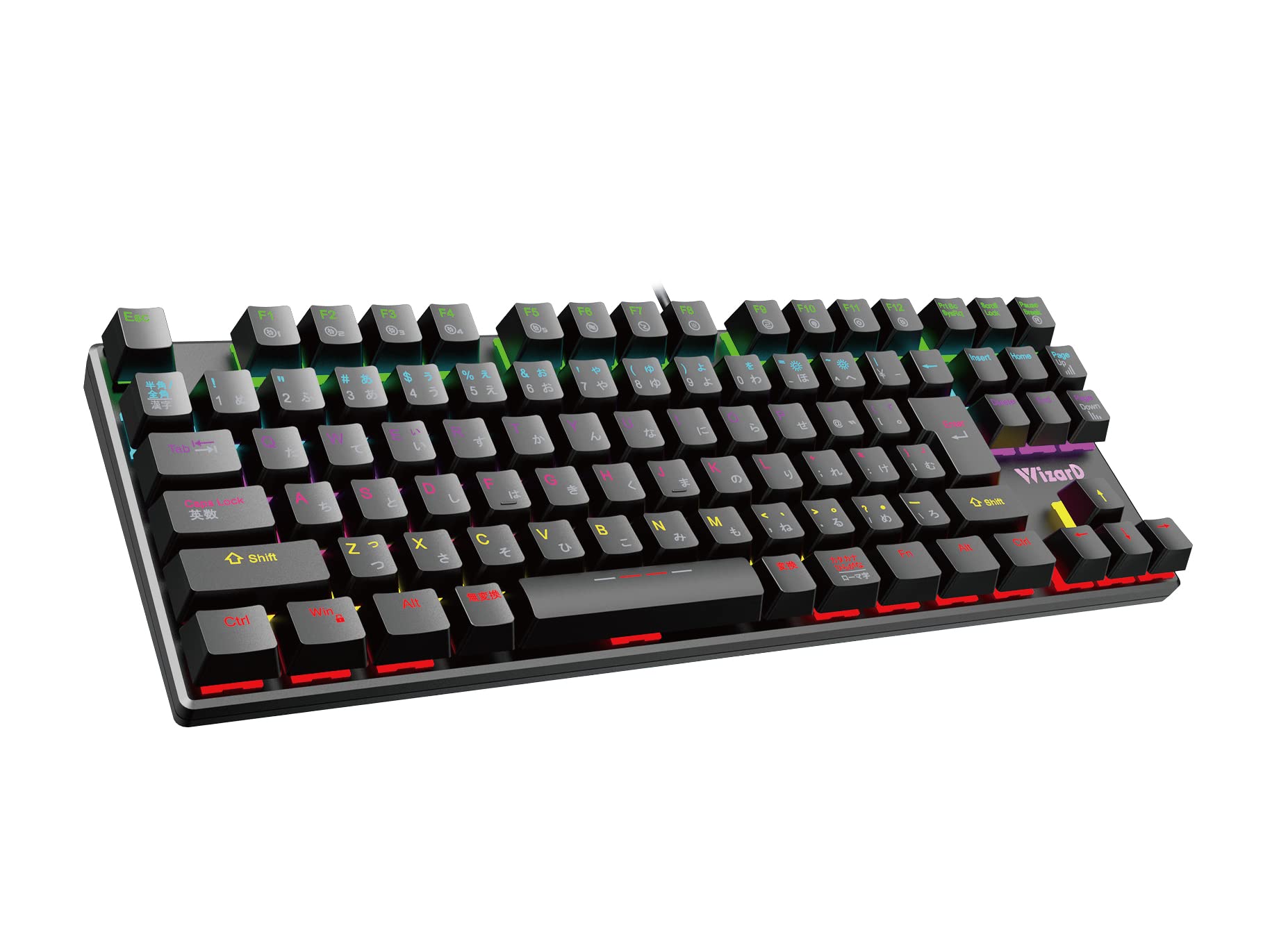 WizarD】 ライト搭載91キー ゲーミングキーボード テンキーレス 有線