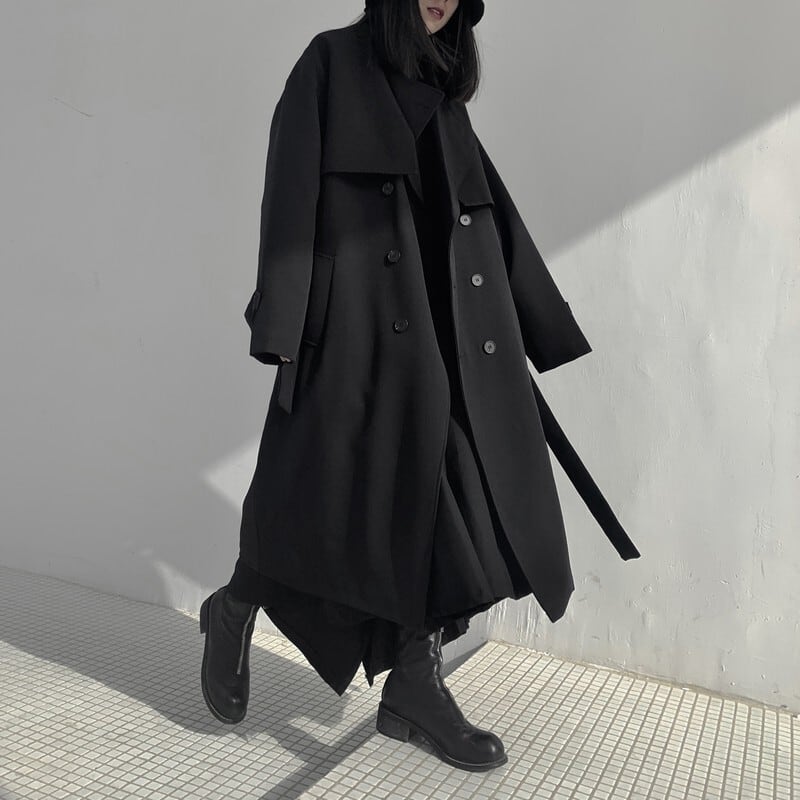 Restock】niche design black loose coat（ニッチデザインブラック