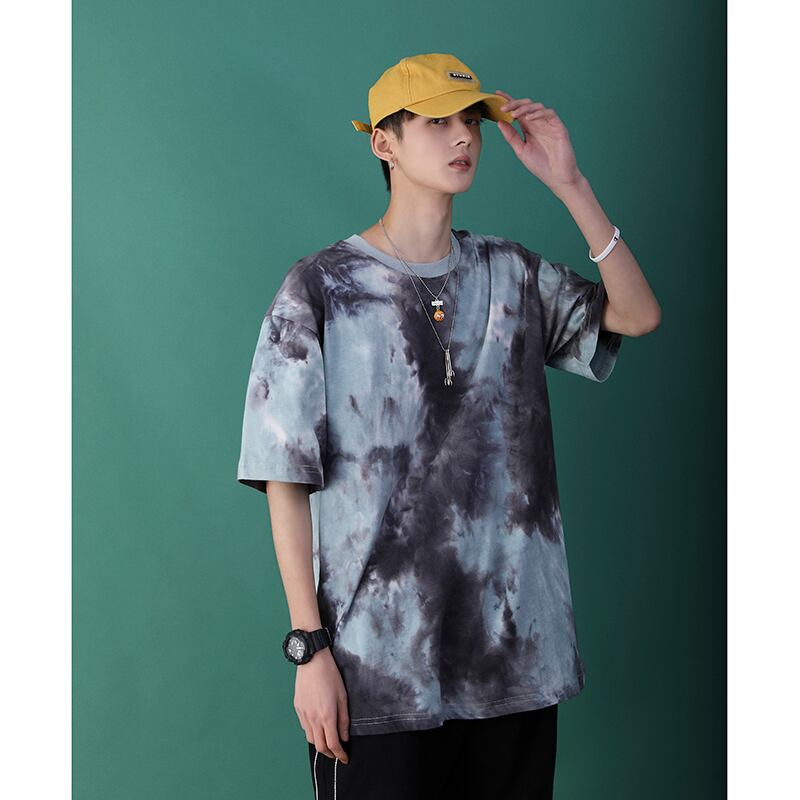 全2色 Tシャツ カットソー 総柄 カジュアル シンプル タイダイ