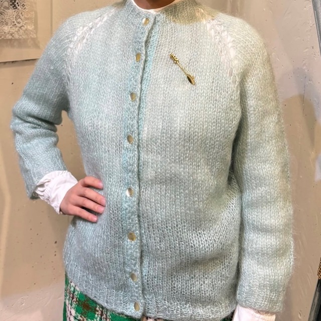 50's60's blue color mohair cardigan