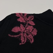 LEONARD レオナール 花柄 ハイネック ハイゲージ ウールニットセーター サイズ 40 /ブラック×ピンク