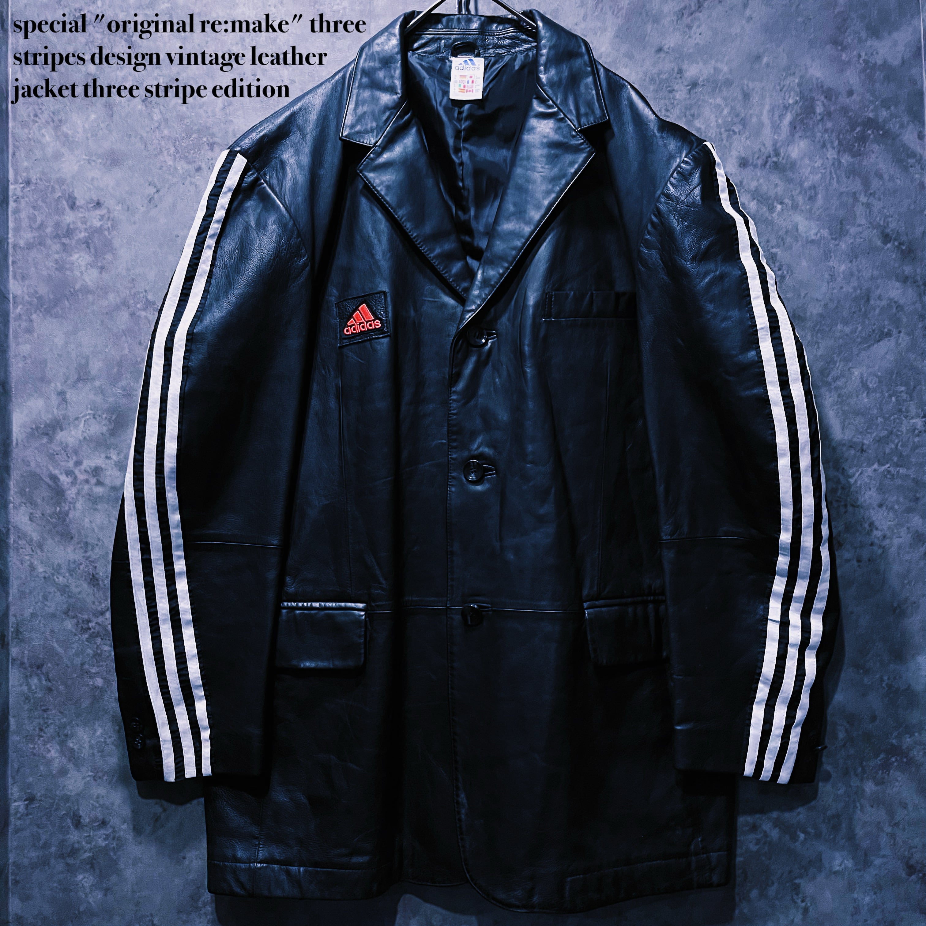 【doppio】special "original re:make" three stripes design vintage leather jacket three stripe edition