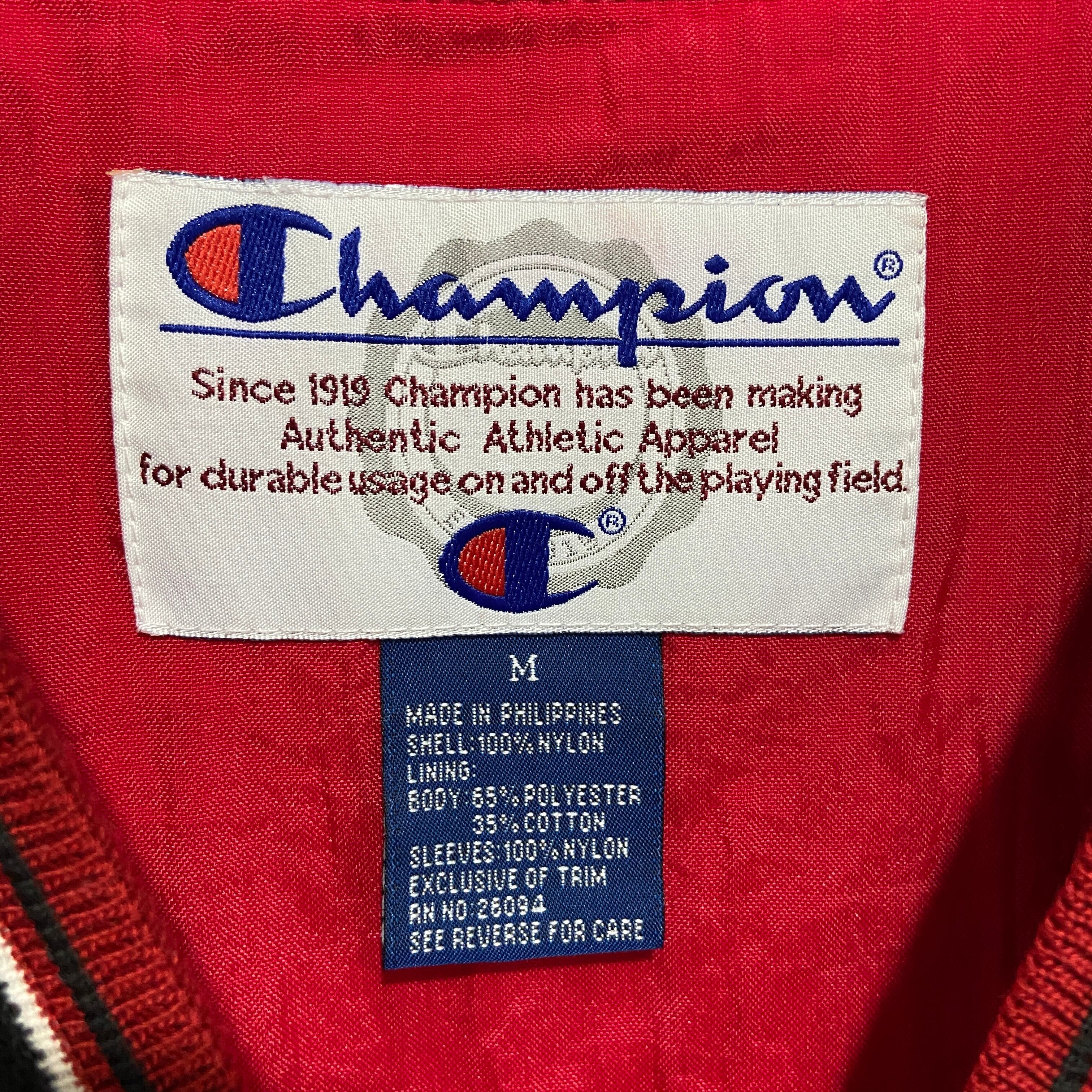 90s 　champion チャンピオン　企業刺繍ロゴ　ナイロンジャケット