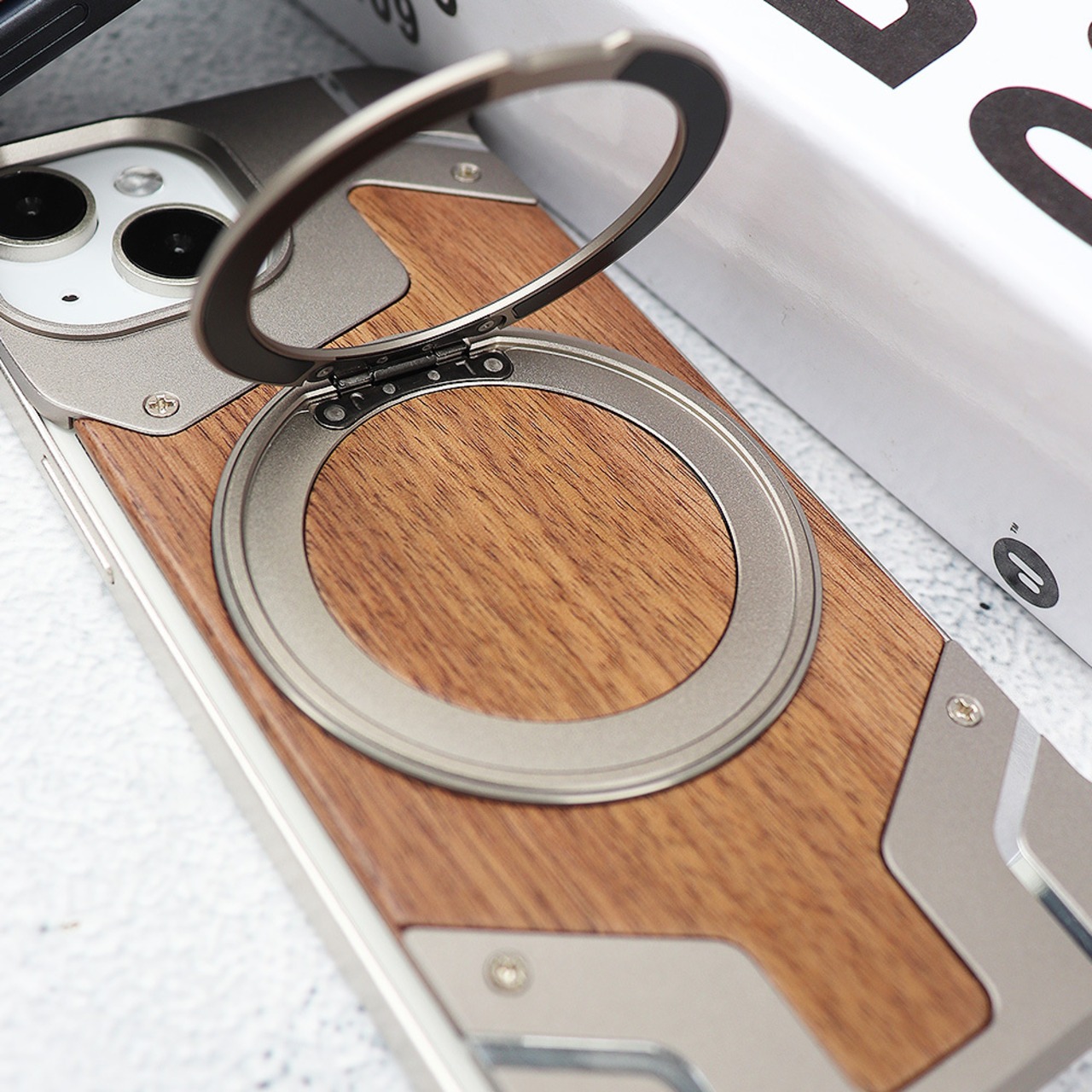 ◆iPhone 16/15/14/13/Pro/Pro Max/Plus◆ Aluminum Shell + Wood Back Cover Case / アルミニウム シェル ウッド バック カバー スマホケース