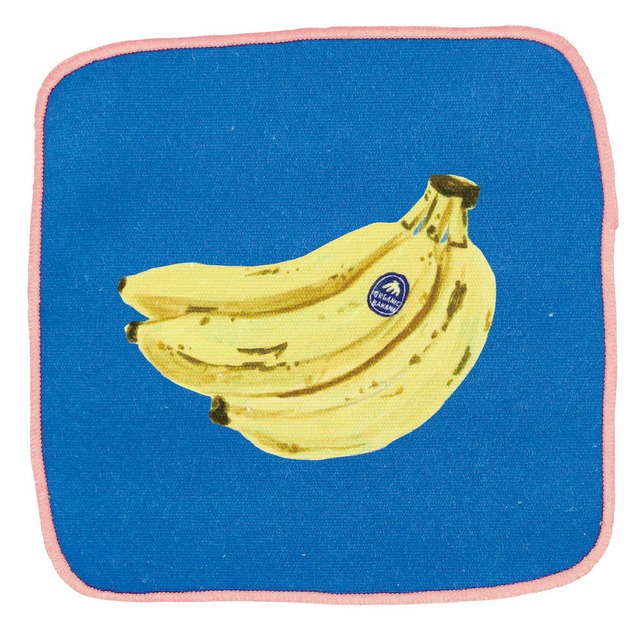 小池ふみ ハンドクロス/ Banana 16x16cm 表面綿100% メガネやスマホも拭ける KF017