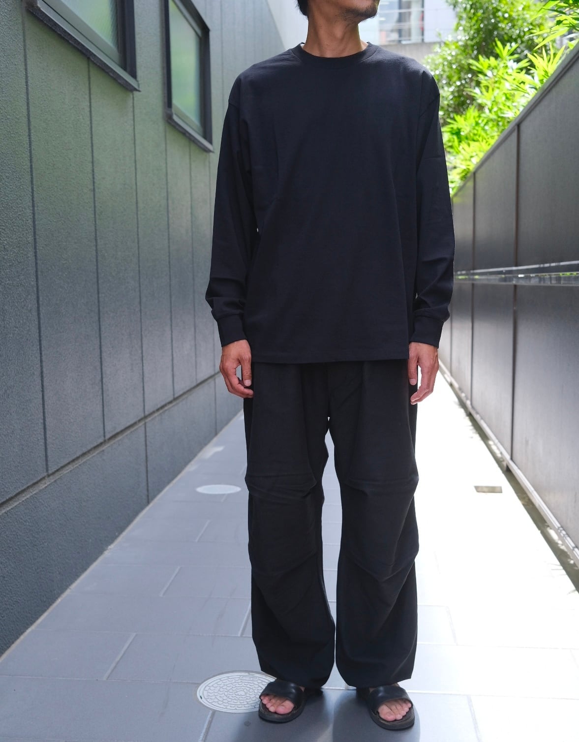 COMOLI(コモリ) / コットンジャージ長袖Tシャツ-BLACK-(C03-05004)