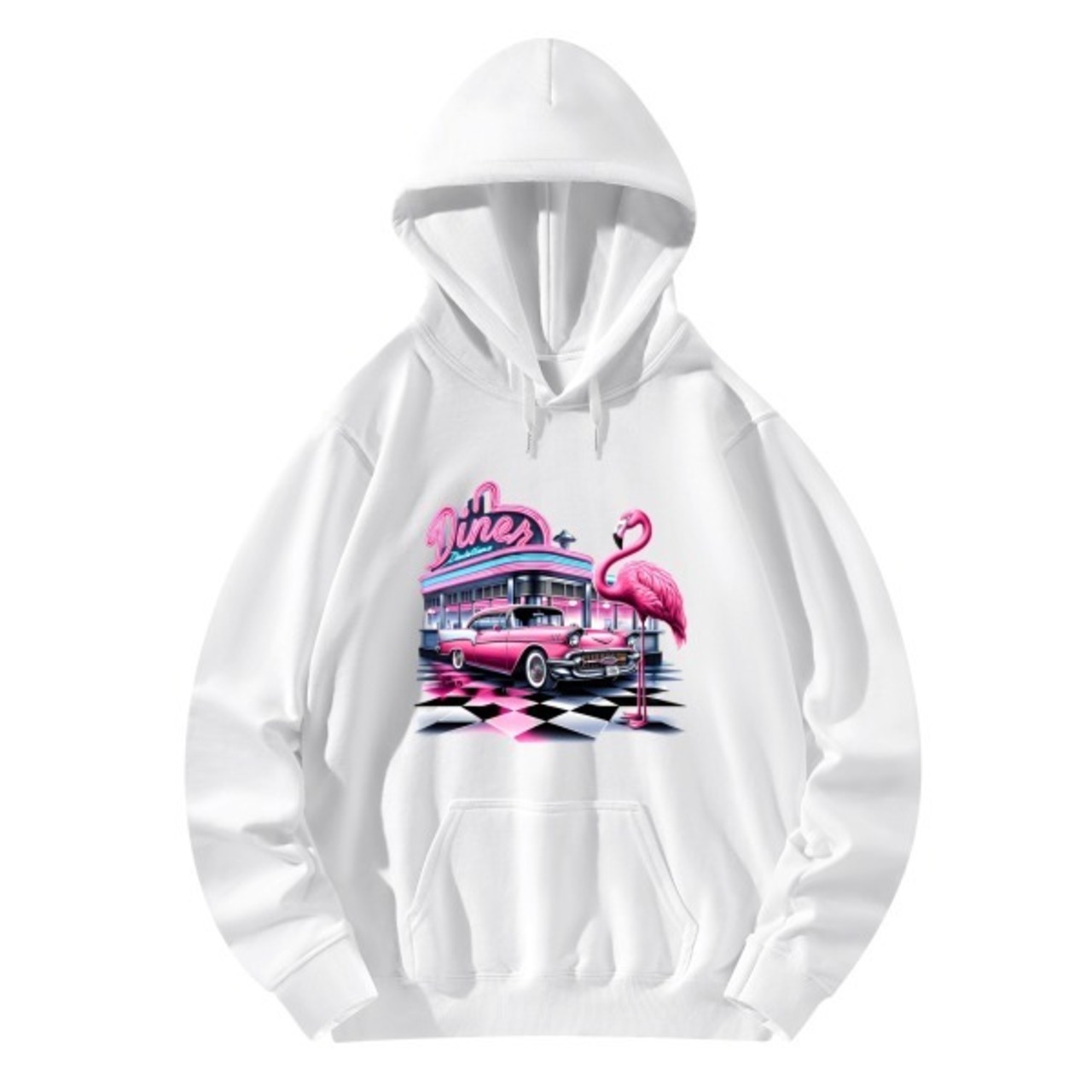 Unisex Front & Back Printing Cotton Hoodie Retro 4608