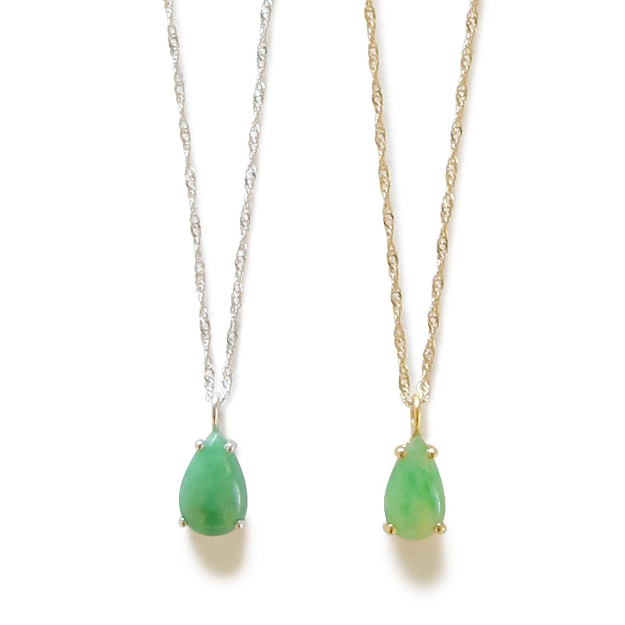 瑞々しさを感じるデザイン！ K10 翡翠ドロップ ペンダント ネックレス jd_ne1015