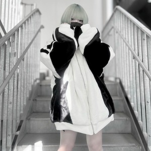 ハイネックファーパーカー 320472 アウター パーカー ファーブルゾン ユニセックス サブカル 地雷系