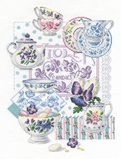 DMC ディーエムシー 刺しゅう クロスステッチ キット 横25cm×縦35cm 16カウント 60目 CROCKERY AND VIOLETS BK769