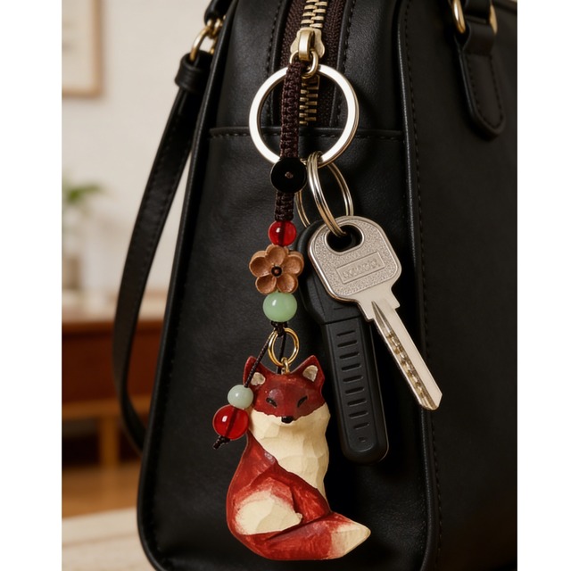 ♥一彫り一彫り、霊狐が姿を現す！【MFQシリーズ】★キーホルダー★ 3タイプ選択可能 飾り物 アクセサリー 狐 きつね キツネ