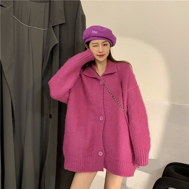 トップス レディース 襟付き  長袖 カーディガン リブ ビッグシルエット オーバーサイズ モヘア ミディアム丈 パフスリーブ モノトーン ホワイト 無地 カーディガン クロップド丈 ショート丈 S M L 3色 サイズ３展開 セクシー へそ出しスタイル 襟付き Vネック 可愛い 大人 おしゃれ お出かけ ランチ 女子会 お泊り デート 休日 運動 スポーツ1 0代 20代 30代 40代 カッコいい ベーシック タイト きれいめ 送料無料