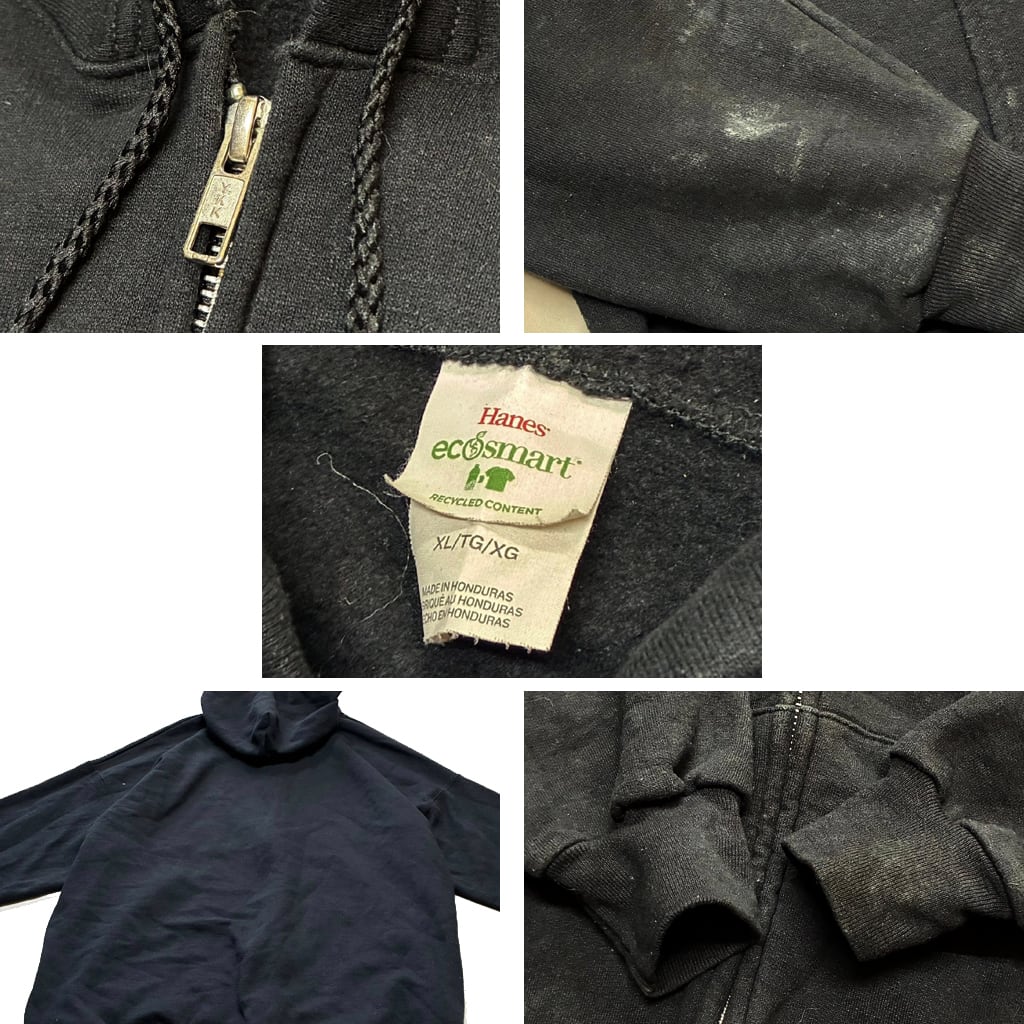 USA製 80s 90s Hanes ジップパーカー 黒 ブラック フェード L 1点物◇ヘインズHanes黒スウェット無地ジップアップパーカー古着メンズ