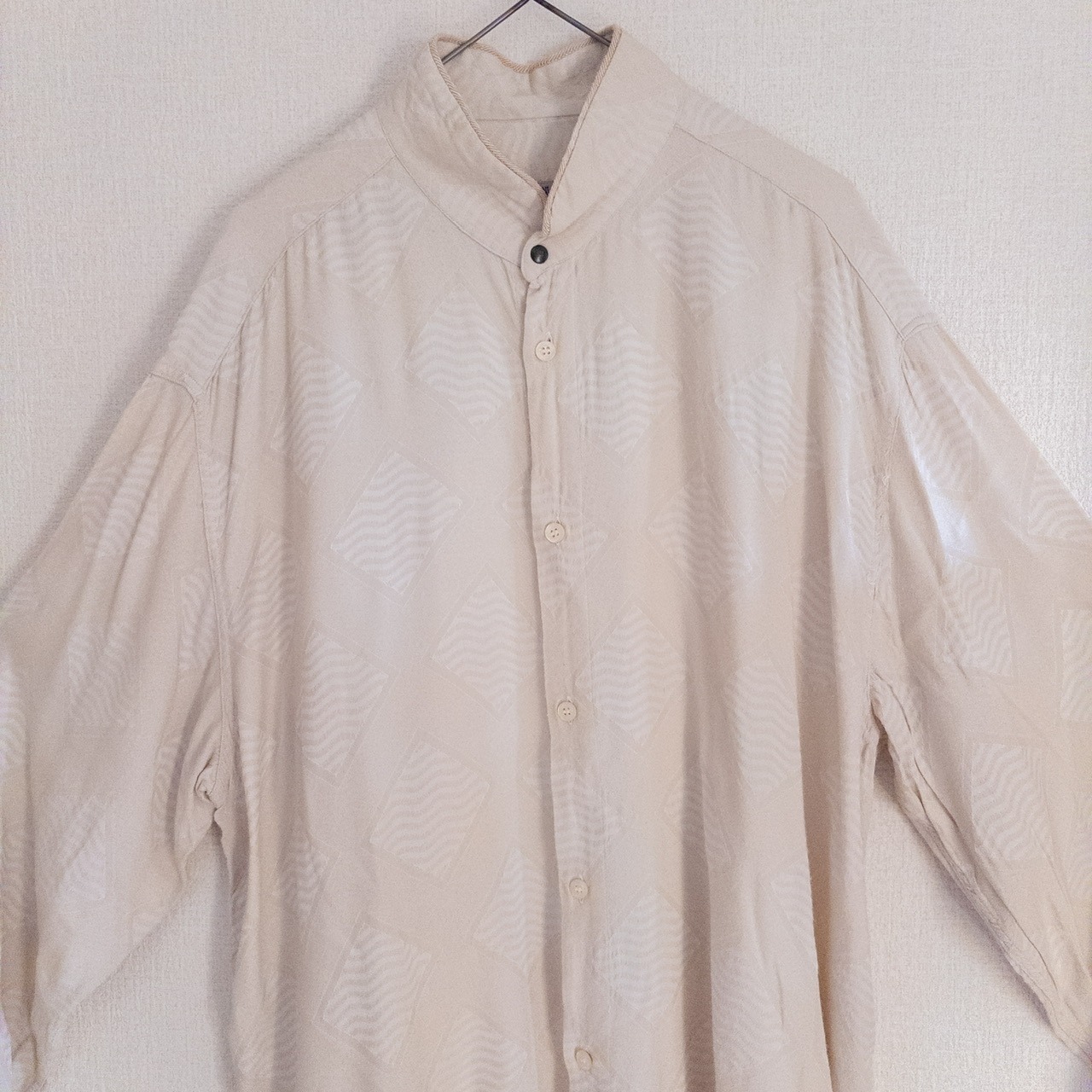 EMPORIO ARMANI Raw Silk Mao Collar Shirt