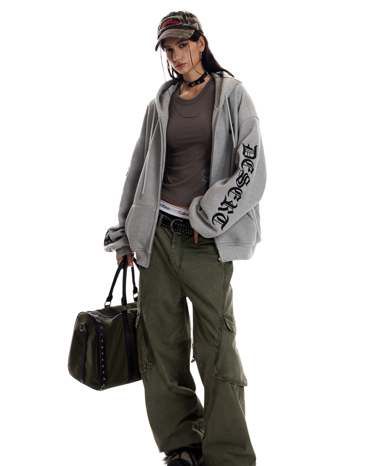 ゴツくなりすぎない設計｜ワッフルフードパーカー(PK00031)