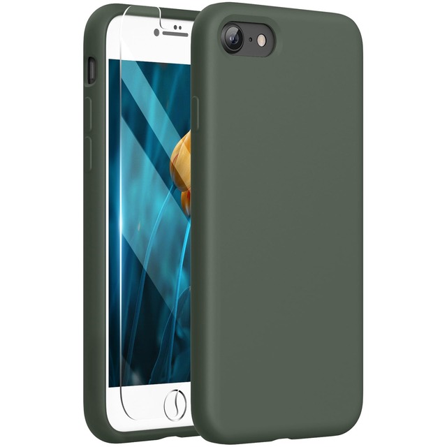 Miracase iPhone SE3 用 ケース シリコン さらさら触感 ガラスフィルム付き 薄型 iPhone SE 用 ケース