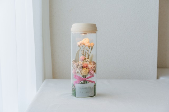 ライトボトルブーケ・ロング（LED付きドライフラワー）