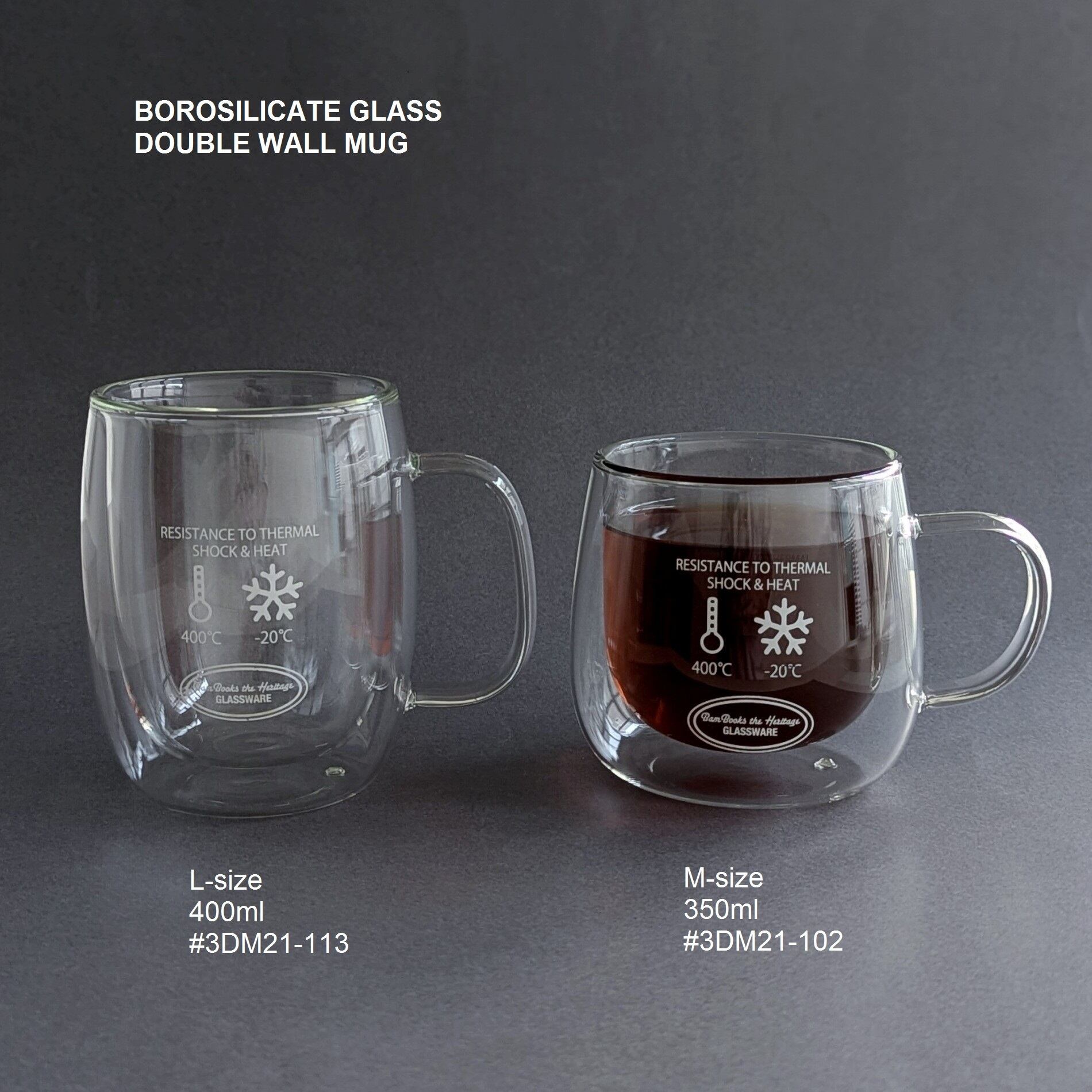 DOUBLE WALL MUG 400ml 耐熱ガラスマグLサイズ | BamBooks the Heritage