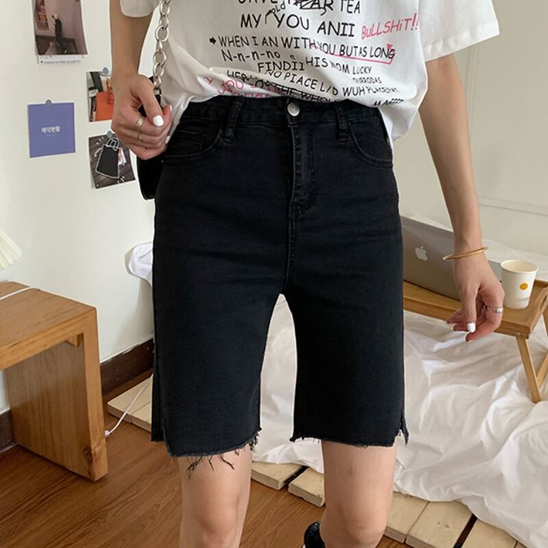 ブラックパンツ サマーハイウェストウェストスリム薄手 夏物 スーパーモール57196787876