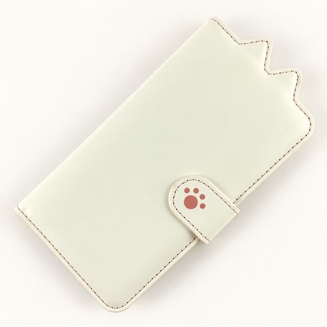 BOOKにゃん iPhone XS/X ケース ホワイト 猫型手帳型 PUレザー マグネット カード2枚収納 スタンド機能