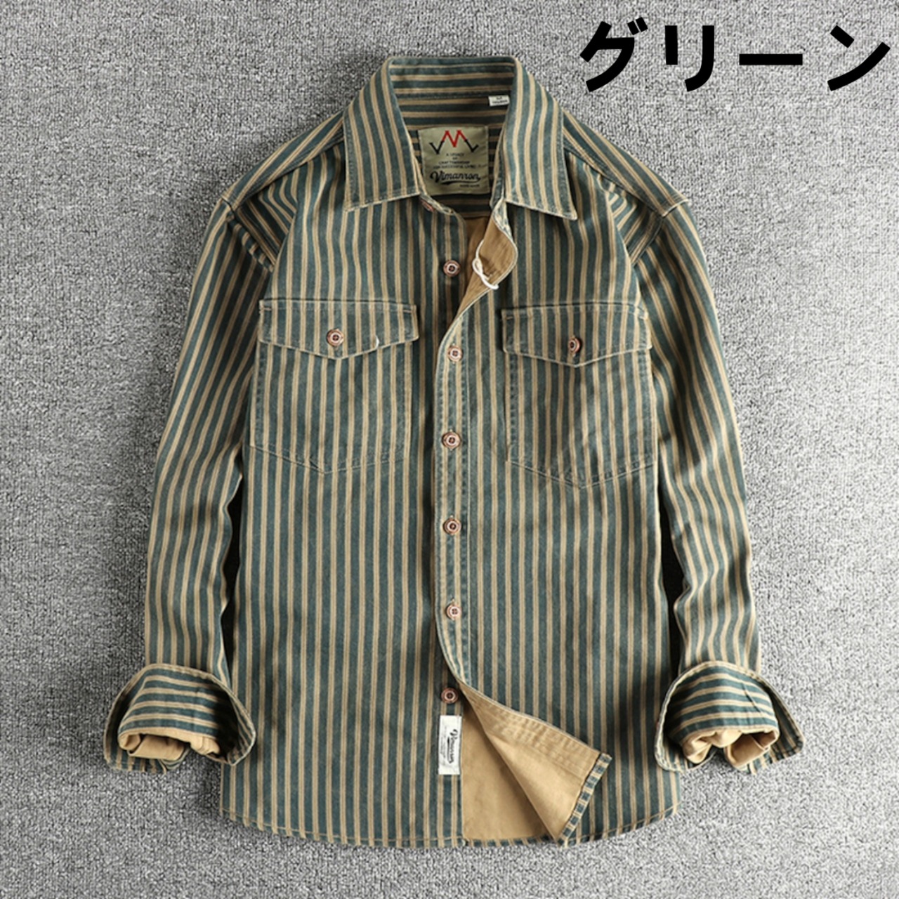 Vertical Stripe Pattern Button-Down Shirt ◇4color H0020