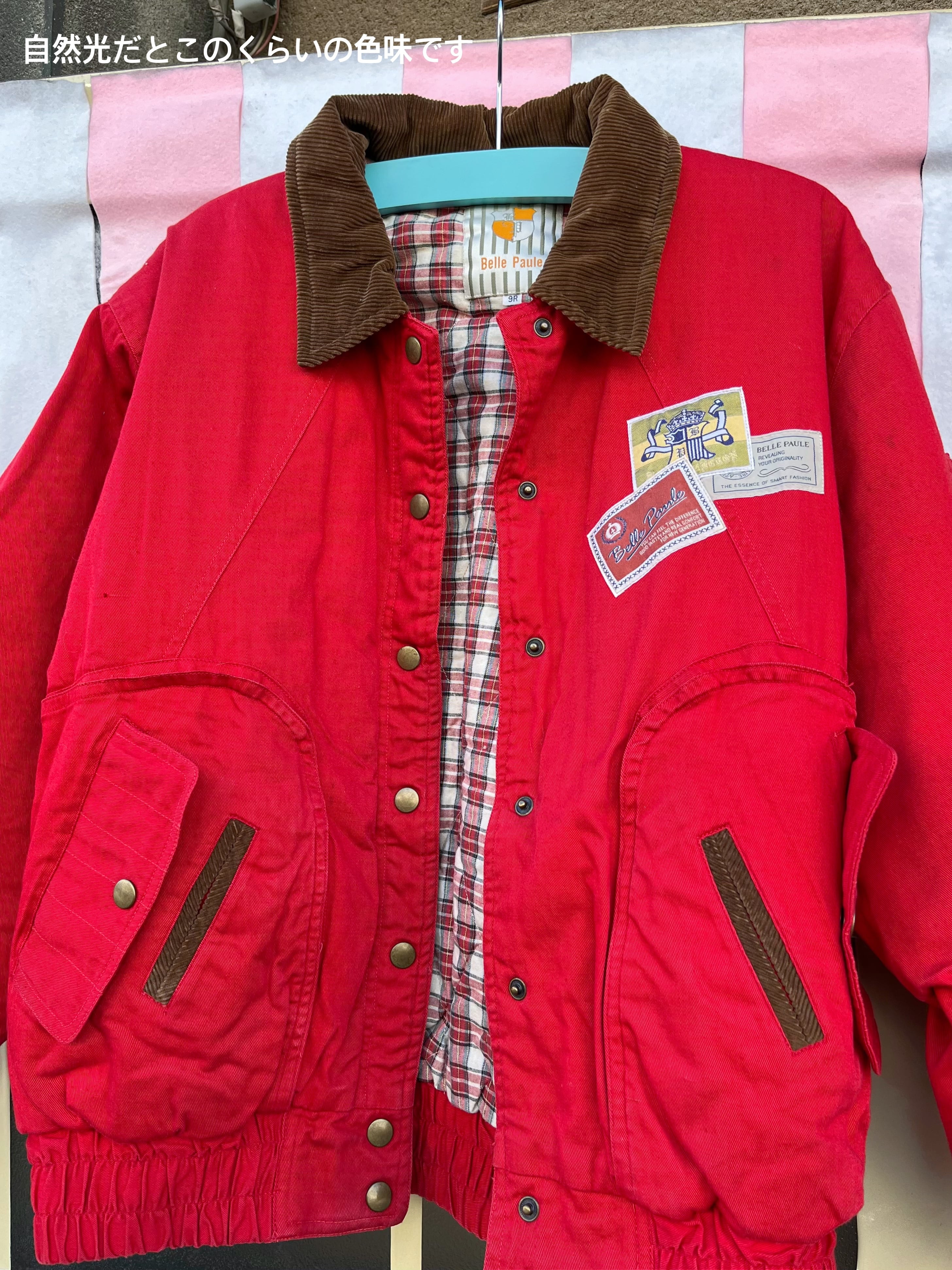 corduroy collar check liner red blouson