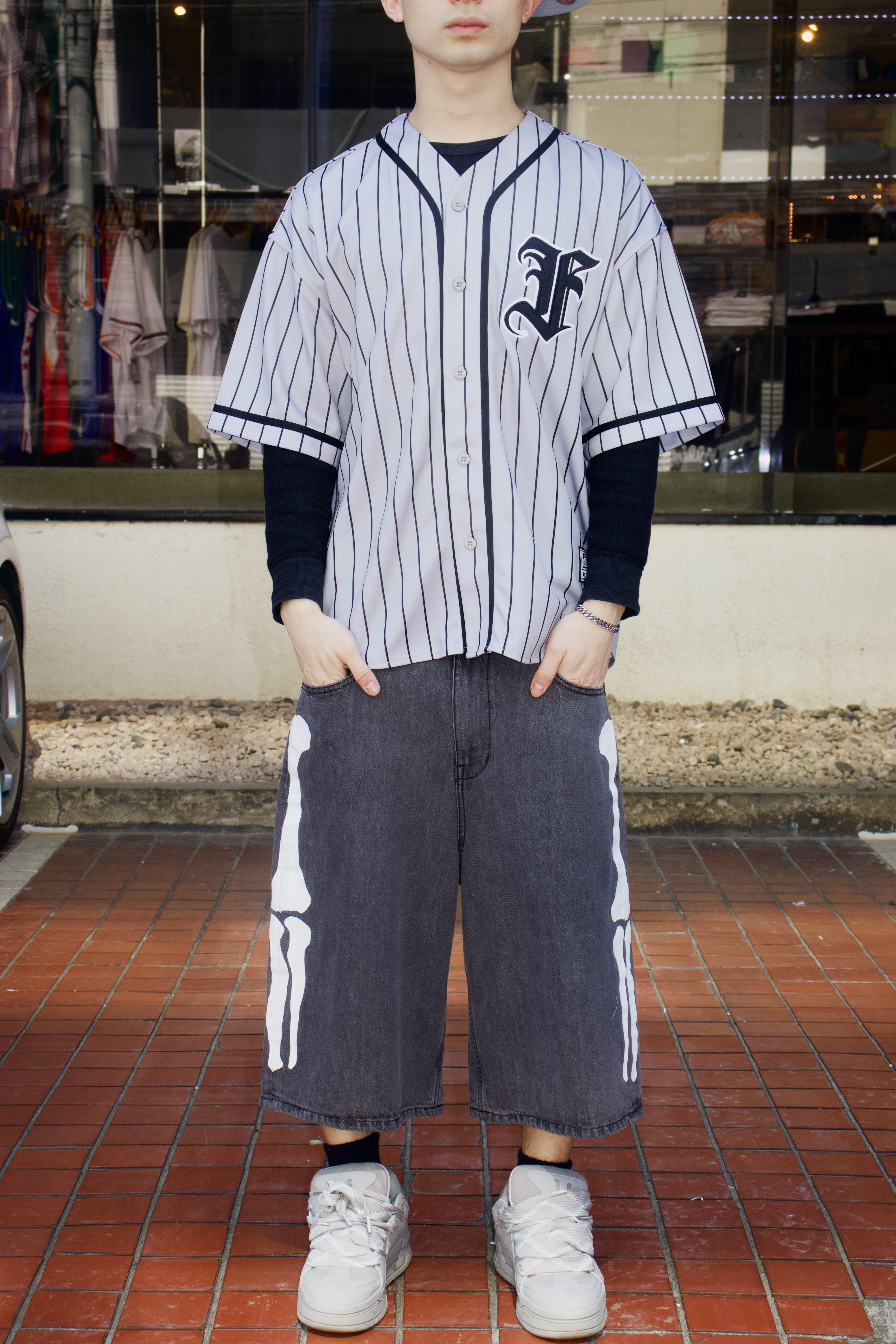 FUBU -Stripe Baseball Shirts- Grey | Highflyer