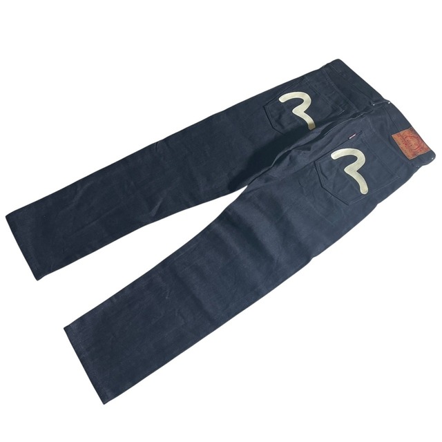 美品 EVISU 2000 白カモメ 先染め ブラックデニム 30×35 日本製 ボタン 