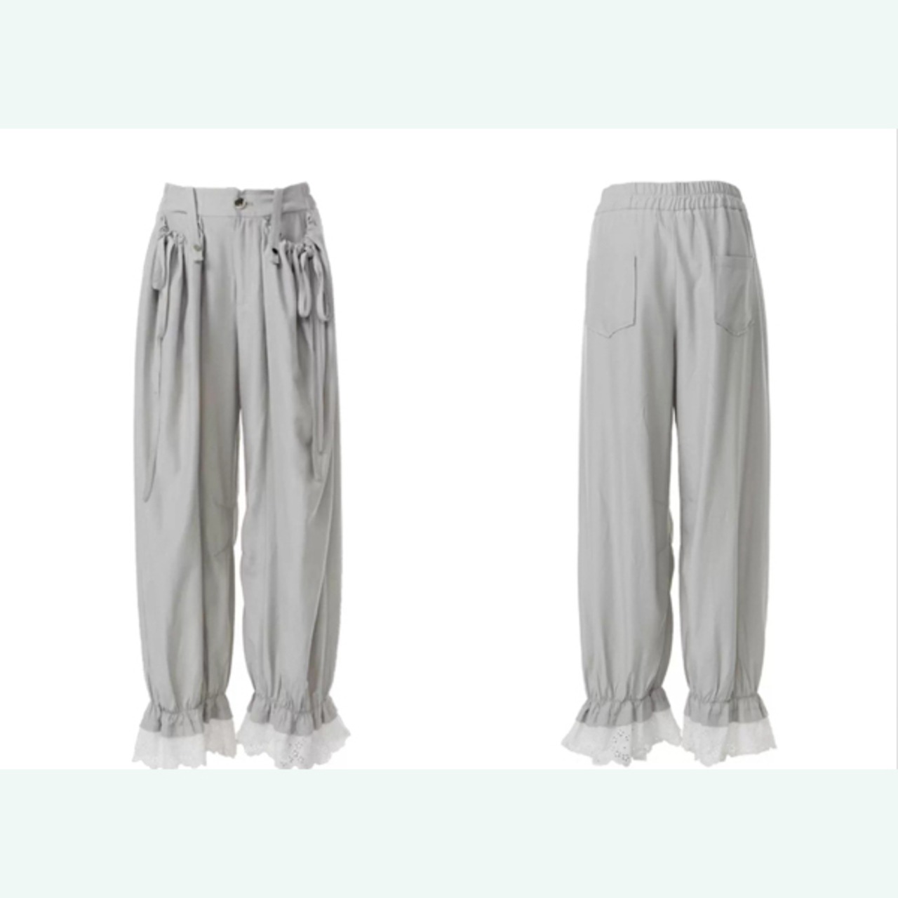 たゆたうシルエットに滲むレースの甘美トラウザーパンツ 《B0056》