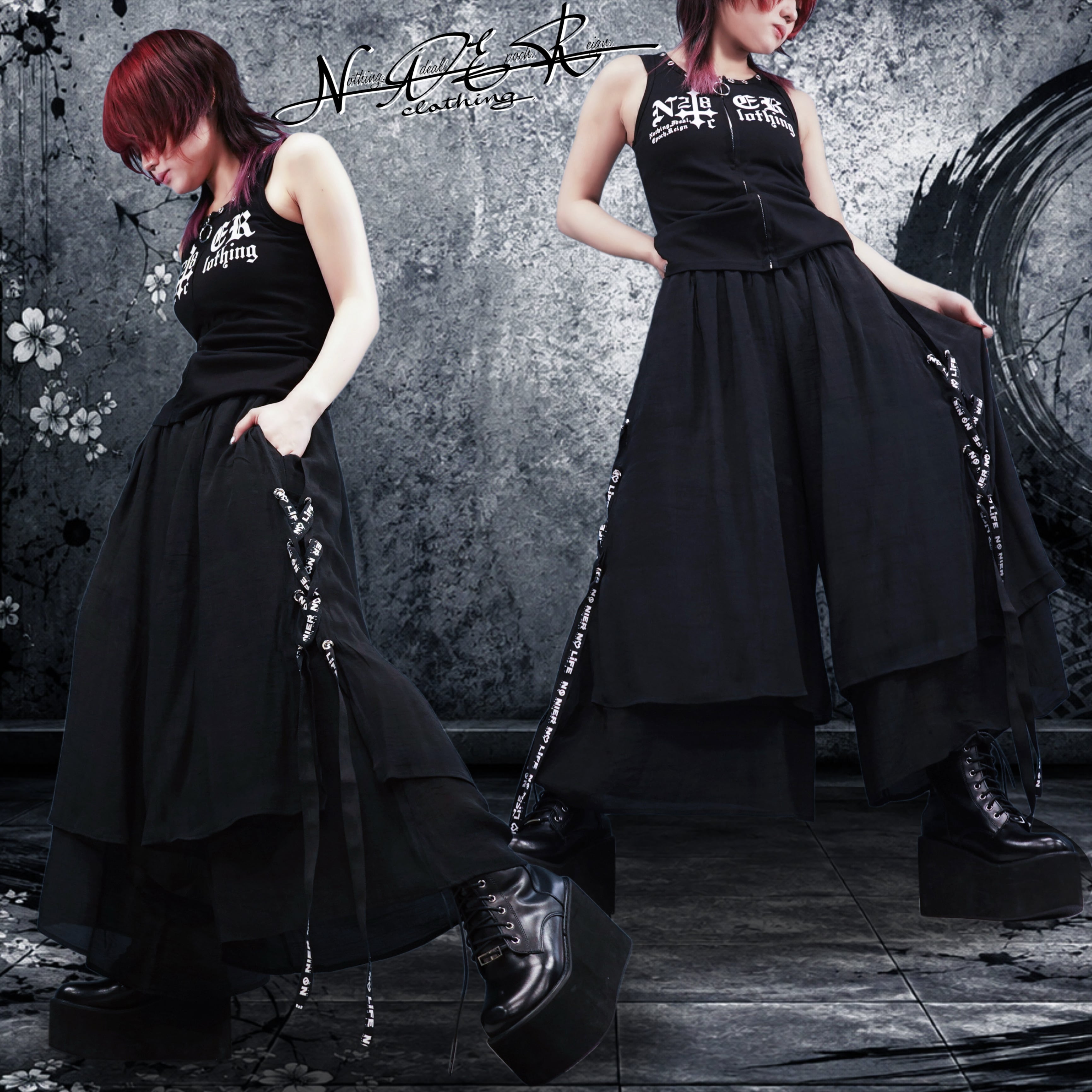 DRAPE VOLUME WIDE BLACK PANTS. | NIER CLOTHING